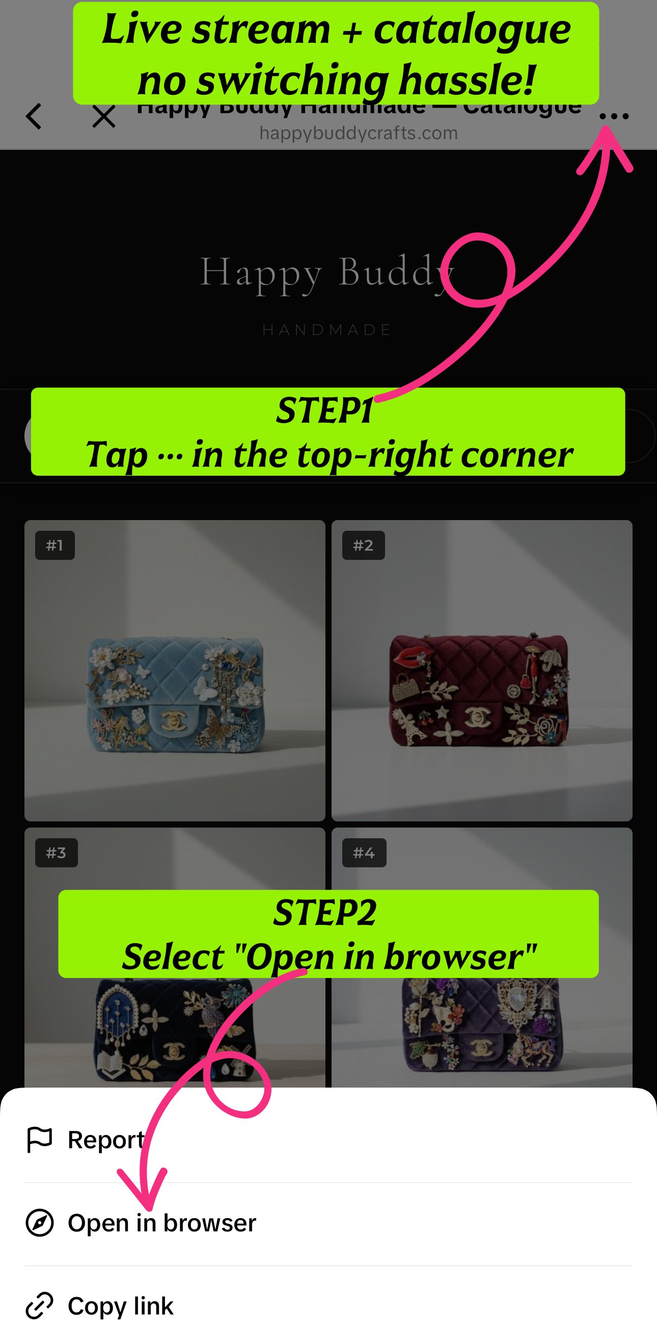 Open in browser guide